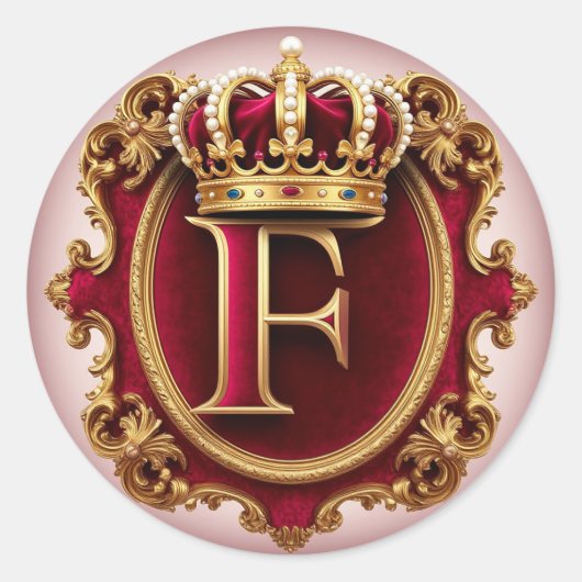 Luxuriöser Goldrahmen mit gekröntem Monogramm Runder Aufkleber (Vorderseite)