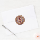 Luxuriöser Goldrahmen mit gekröntem Monogramm Runder Aufkleber (Umschlag)
