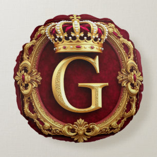 Luxuriöser Goldrahmen mit gekröntem Monogramm Rundes Kissen
