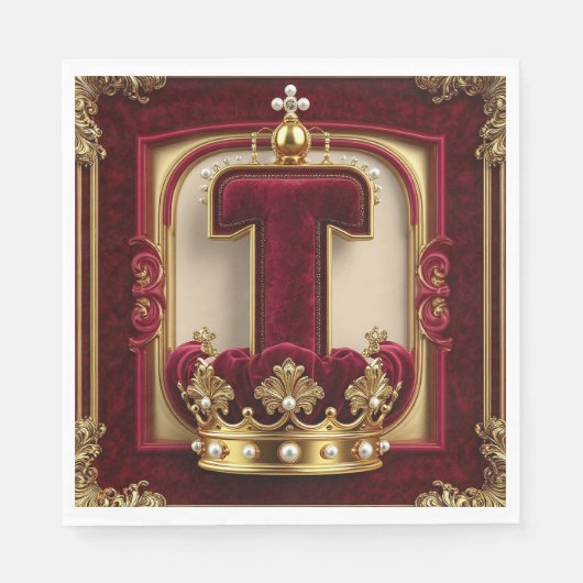 Luxuriöser Goldrahmen mit gekröntem Monogramm Serviette (Vorderseite)