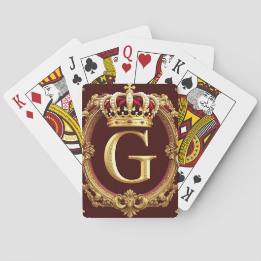 Luxuriöser Goldrahmen mit gekröntem Monogramm Spielkarten (Rückseite)