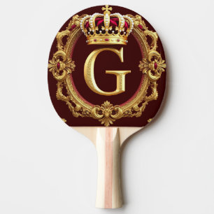 Luxuriöser Goldrahmen mit gekröntem Monogramm Tischtennis Schläger
