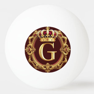 Luxuriöser Goldrahmen mit gekröntem Monogramm Tischtennisball