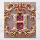 Luxuriöser Goldrahmen mit gekröntem Monogramm Weinetikett (Einzelnes Label)