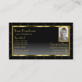 Luxuriöser Goldrahmen und schwarzer Gradient mit F Visitenkarte (Rückseite)