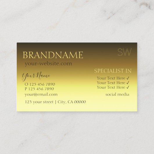 Luxuriöser, goldstylischer Mirror-Schriftart mit M Visitenkarte (Rückseite)