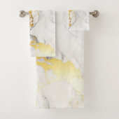 Luxuriöser grauer und goldener Marmor Badhandtuch Set (Insitu)