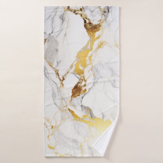 Luxuriöser grauer und goldener Marmor Badhandtuch Set (Badehandtuch)