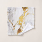 Luxuriöser grauer und goldener Marmor Badhandtuch Set (Waschlappen)