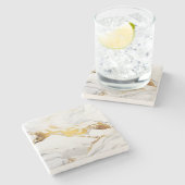 Luxuriöser grauer und goldener Marmor Steinuntersetzer (Seitenansicht)