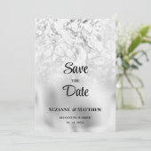 Luxuriöser grauer weißer Marmor Save the Date Einladung (Stehend Vorderseite)