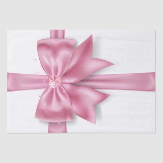 Luxuriöser großer rosa Geschenkbogen mit Diamanten Seidenpapier (Vorderseite)