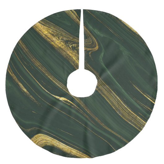 Luxuriöser grüner Onyx: Goldener Marmor. Polyester Weihnachtsbaumdecke (Vorderseite)