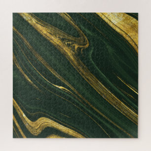 Luxuriöser grüner Onyx: Goldener Marmor. Puzzle