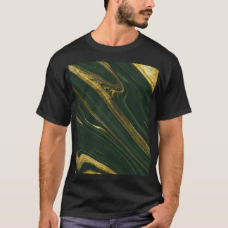 Luxuriöser grüner Onyx: Goldener Marmor. T-Shirt