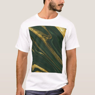 Luxuriöser grüner Onyx: Goldener Marmor. T-Shirt