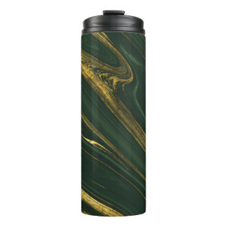 Luxuriöser grüner Onyx: Goldener Marmor. Thermosbecher