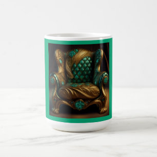 Luxuriöser grüner und goldener Sessel Kaffeetasse