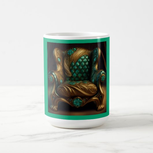 Luxuriöser grüner und goldener Sessel Kaffeetasse (Mittel)