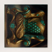Luxuriöser grüner und goldener Sessel Puzzle (Horizontal)