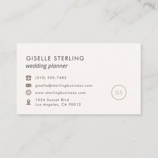 Luxuriöser Hochzeitsplaner Minimalistisch Blush Pi Visitenkarte (Rückseite)