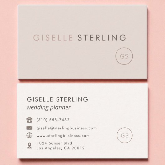 Luxuriöser Hochzeitsplaner Minimalistisch Blush Pi Visitenkarte