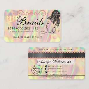 Luxuriöser Holographic Foil Fair Braiding Credit Visitenkarte