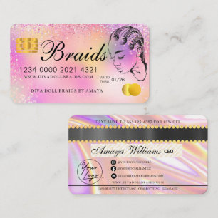 Luxuriöser Holographic Foil Fair Braiding Credit Visitenkarte