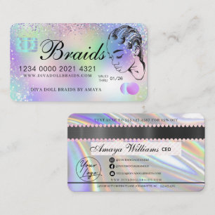 Luxuriöser Holographic Foil Fair Braiding Credit  Visitenkarte