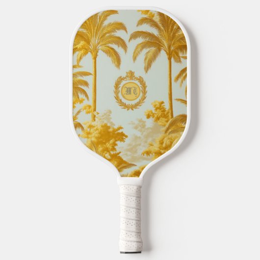 Luxuriöser Imperial Mit Monogramm Gold Palm Tree Pickleball Schläger (Vorderseite)