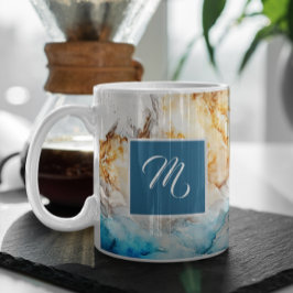 Luxuriöser Individuelle Name aus blau und goldfarb Kaffeetasse