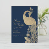 Luxuriöser Königspalast aus blauem Gold Save the D Einladung (Stehend Vorderseite)