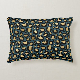 Luxuriöser Leopard Spots Dark Blue Wild Glam Dekokissen