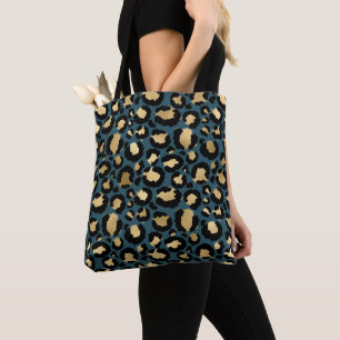 Luxuriöser Leopard Spots Dark Blue Wild Glam Tasche