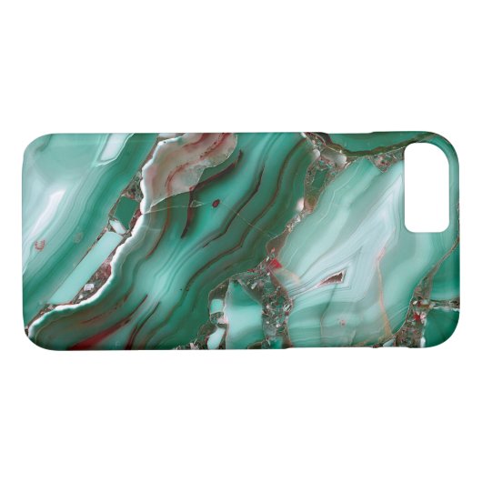Luxuriöser Malachite Gemstone Agate Marmor Case-Mate iPhone Hülle (Rückseite (Horizontal))
