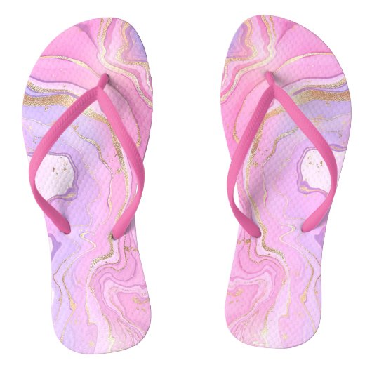 Luxuriöser Marmor Glitzer Rosa Lila Gold Badesandalen (Fußbett)