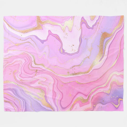 Luxuriöser Marmor Glitzer Rosa Lila Gold Fleecedecke (Vorderseite (Horizontal))