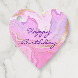 Luxuriöser Marmor Glitzer Rosa Lila Gold Geschenkanhänger