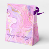 Luxuriöser Marmor Glitzer Rosa Lila Gold Geschenkschachtel (Rückseite)