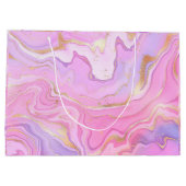 Luxuriöser Marmor Glitzer Rosa Lila Gold Große Geschenktüte (Rückseite)