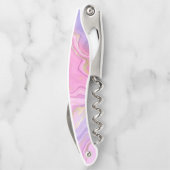 Luxuriöser Marmor Glitzer Rosa Lila Gold Kellnermesser (Rückseite)