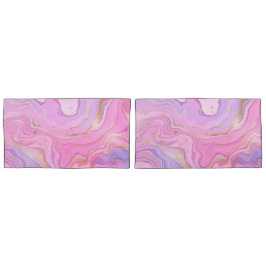 Luxuriöser Marmor Glitzer Rosa Lila Gold Kissenbezug