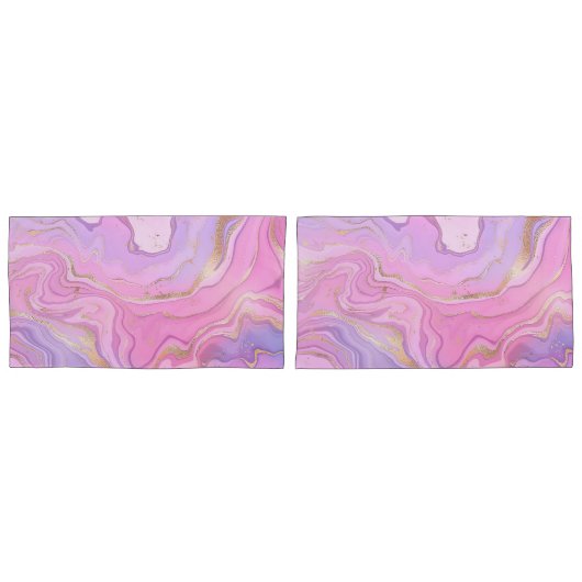Luxuriöser Marmor Glitzer Rosa Lila Gold Kissenbezug (Vorderseite-Set)