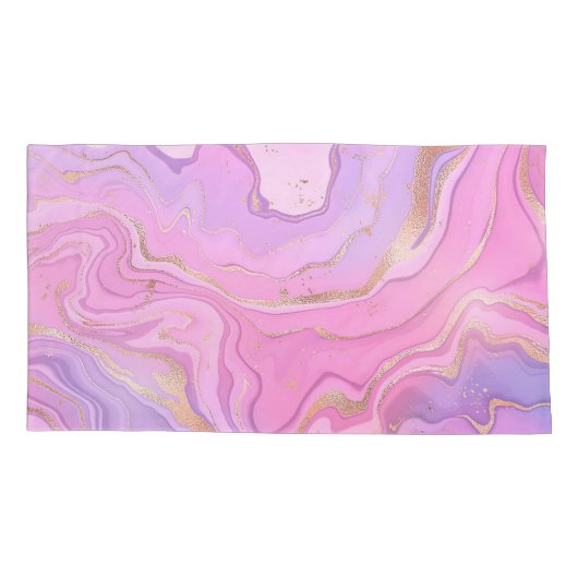 Luxuriöser Marmor Glitzer Rosa Lila Gold Kissenbezug (Rückseite-Links)