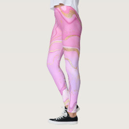 Luxuriöser Marmor Glitzer Rosa Lila Gold Leggings