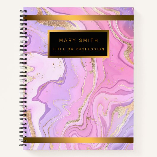 Luxuriöser Marmor Glitzer Rosa Lila Gold Notizblock (Vorderseite)