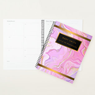 Luxuriöser Marmor Glitzer Rosa Lila Gold Planer