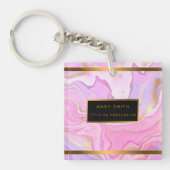 Luxuriöser Marmor Glitzer Rosa Lila Gold Schlüsselanhänger (Vorderseite)