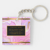 Luxuriöser Marmor Glitzer Rosa Lila Gold Schlüsselanhänger (Rückseite)