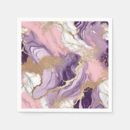 Luxuriöser Marmor Glitzer Rosa Lila Gold Serviette